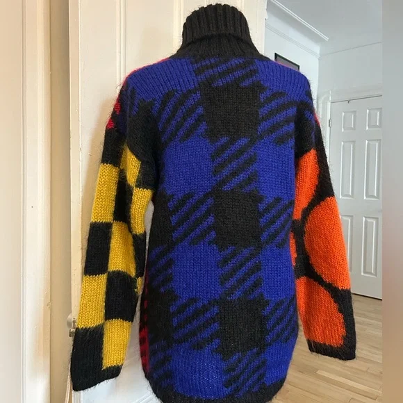 The Limited Red, Orange, and Yellow Plaid Turtleneck Knit Sweater - Picture 3 of 3